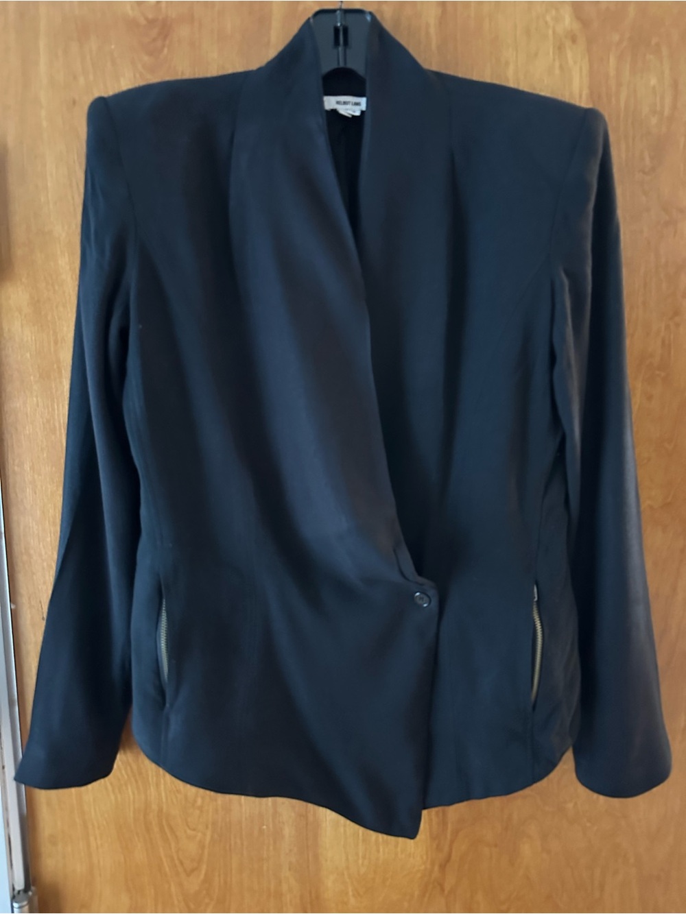 Helmut Lang Black Asymmetrical Draped-Front light jacket